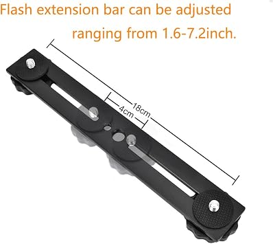 Dual Flash Bracket 8in/20.3cm Camera Mount Tripod Bracket with 1/4 Screw Hot Shoe Flash Light Bracket for LED Light Microphone 3D Stereo Stereoscopic Photography