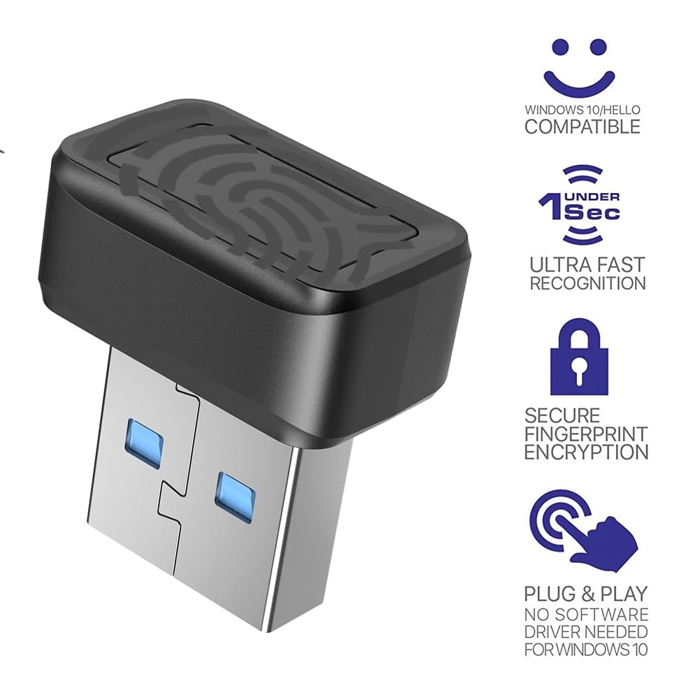 Lettore di Chiavi di Impronte Digitali USB FIDO U2F Chiave di Sicurezza con Corrispondenza Rapida Lettore di Impronte Digitali Anti-Spoofing Facile da Installare Facile da