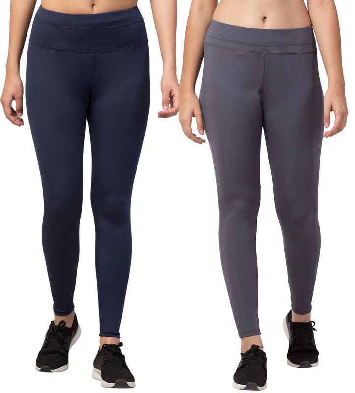 Image of BLUECON Gym wear Leggings Ankle Length Workout Pants | Stretchable Tights | Mid Waist Sports Fitness Yoga Track Pants for Girls & Women (Pack of 2)