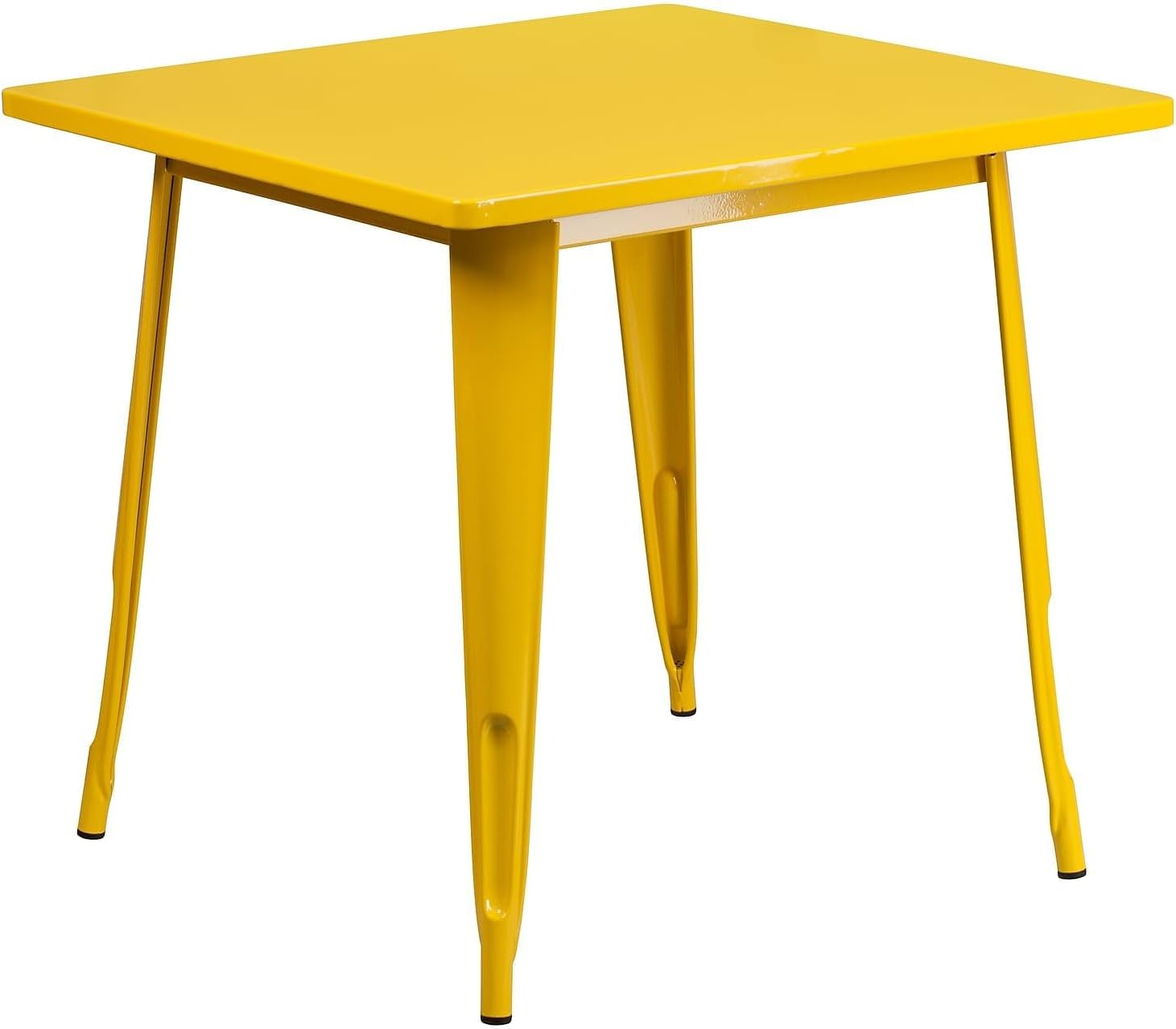 BOWERY HILL Contemporary Metal Dining Table, 31.5" x 63", Yellow Powder Coat Finish, Rectangular, Smooth Top with Thick Edge, Indoor/Outdoor Use, Industrial Style, Dining Room or Cafe Table