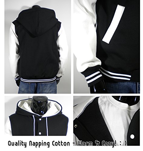 Men's Hood Baseball Varsity Jacket White3