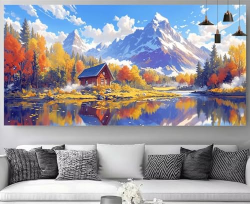 Diamond Painting XXL Forêt Montagne 100x300cm Broderie Diamant Kit Complet Adulte M-Y821