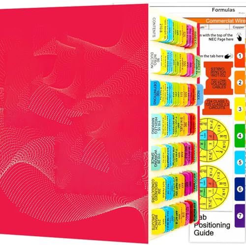 Onglets colorés du code national de l'électricité 2023, 140 onglets imperméables laminés (livre non inclus) avec tableau des fils/guide de formule, 2 autocollants de loi Ohm, guide d'alignement
