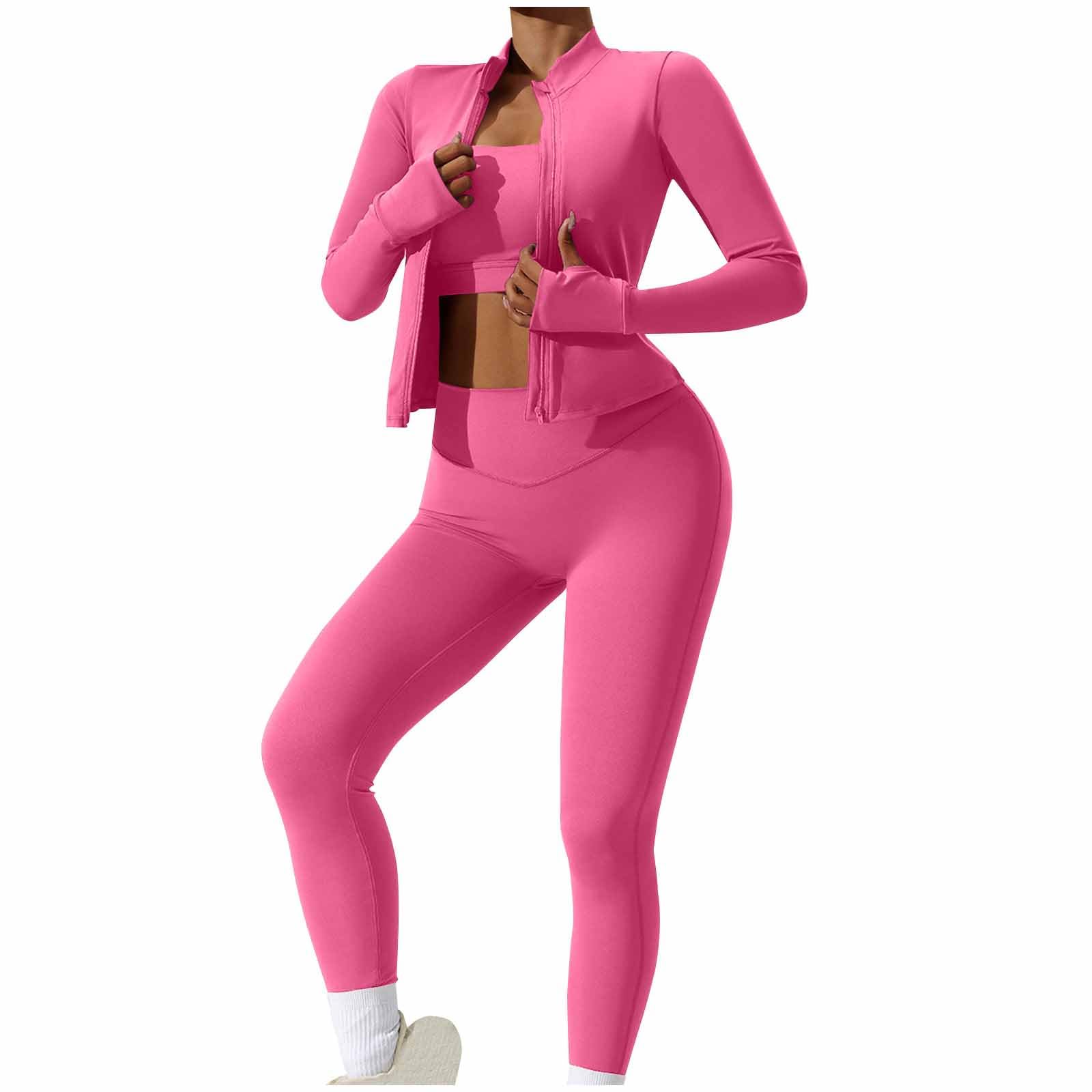 Damen Traingsanzug Sport Sets T-Shirt Damen Gym Top Sport Oberteil + Push Up Leggings Set Nahtloses Trainingsanzug Yoga Outfit Elastische Blickdicht Bauchweg Jogginganzug Bequeme Freizeitanzug