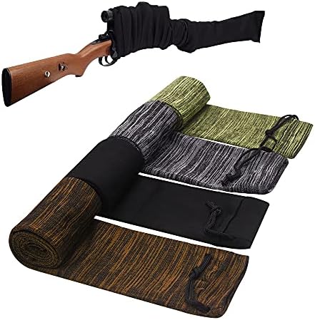 4pcs Silicone Treated Gun Socks, 48 × 4.3 in Knit Gun Socks, Flexible Design Hunting and Shooting Holder Socks for Rifles, Scopes, Pistol Grips & Tactical Accessories