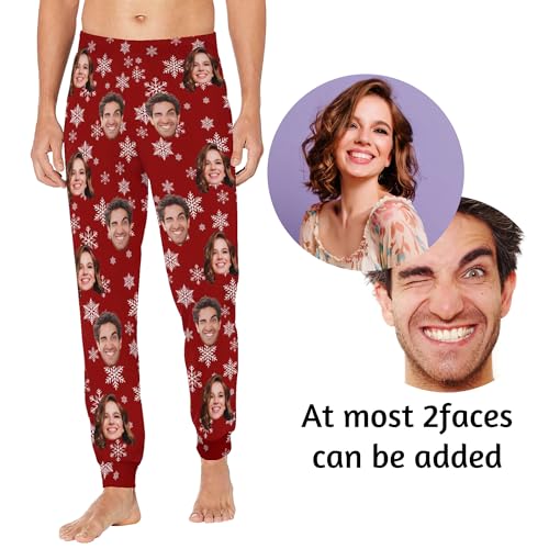 Custom Men's Pj Pants with Photo Personalized Pet Face Pajama Pants Birthday Funny Gift for Him Boyfriend Husband2