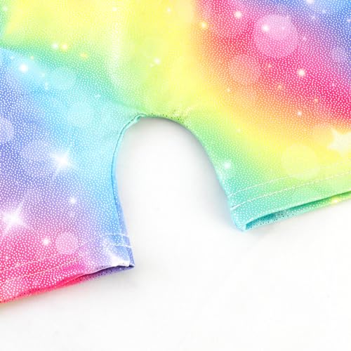Leotards for Girls Gymnastics Toddler Dance Biketards Mermaid Unicorn Athletic Dance Wear Shiny Rainbow Blue Hotpink