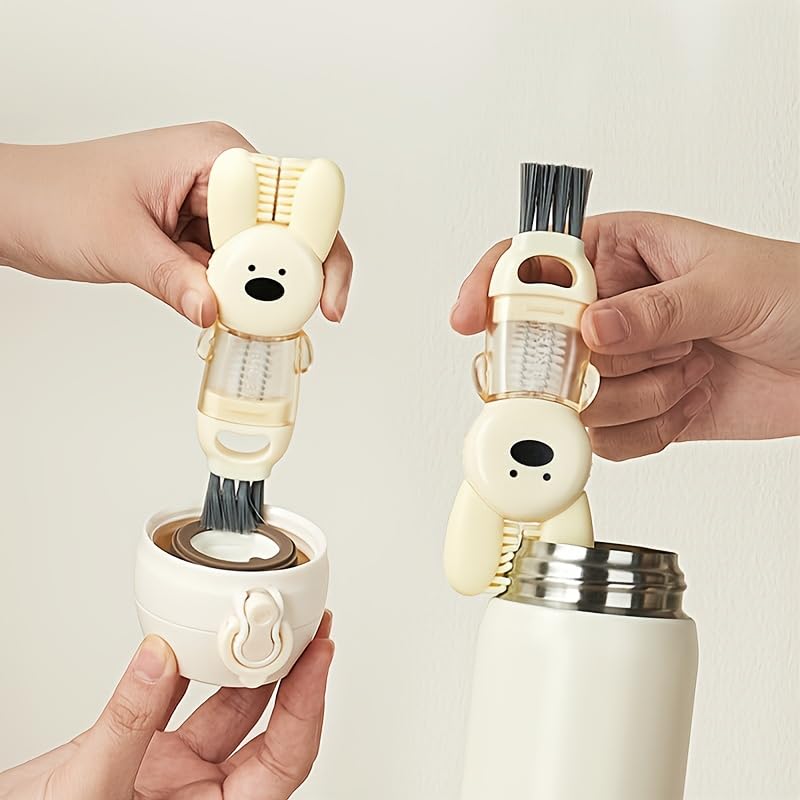 Image of BrandName 4 in 1 Cup Lid Cleaning Brush Set, Multifunctional Silicone Bottle & Mug Cleaner Tool, Compact Gap Scrubber for Reusable Drinkware, Durable Ergonomic Handle (3PC, Multicolor)