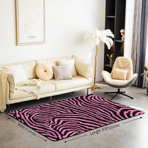 Tapete decorativo Castle Fairy Zebra 5x6'6'' rosa y negro miniatura 2