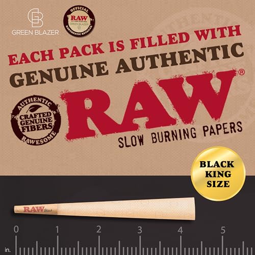 RAW Cones Black King Size: 50 Pack - Translucent, Extra Fine Pre Rolled Cones & Tips, Patented Slow Burn, All Natural RAWthentic, 109mm - Image 4