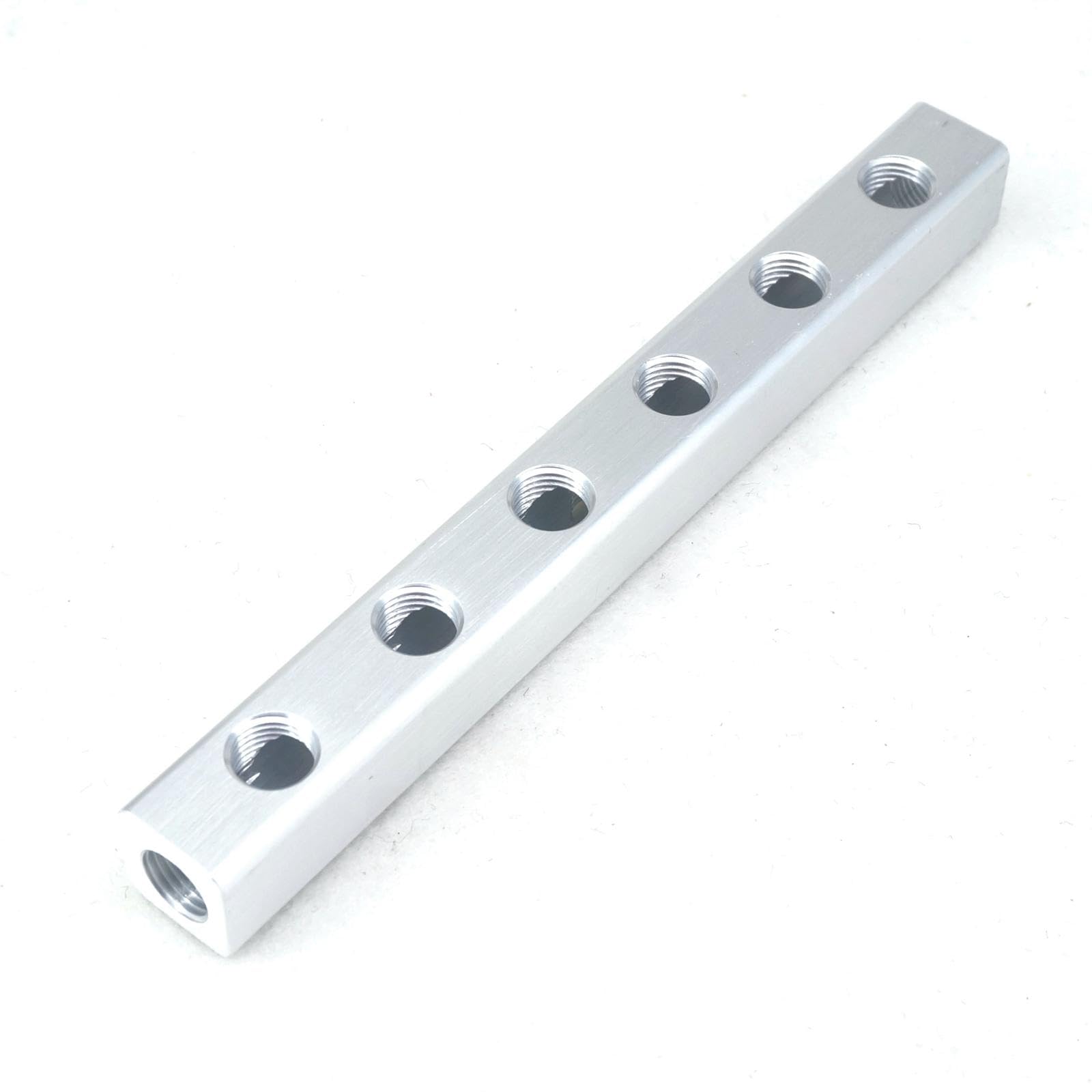 AARTERZZA 20x20mm 1/4" BSP 6 Ways Aluminum Pneumatic Fitting Manifold Block Splitter Air Water Gas Oil