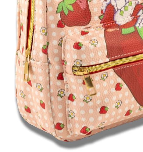 Image of Strawberry Shortcake Mini Backpack for Kids & Adults | 10 inch PU Leather Backpack Purse | Toddler Travel Bag, Small Bookbag, Lightweight Rucksack for School, Travel, or Everyday Use | Ages 3+