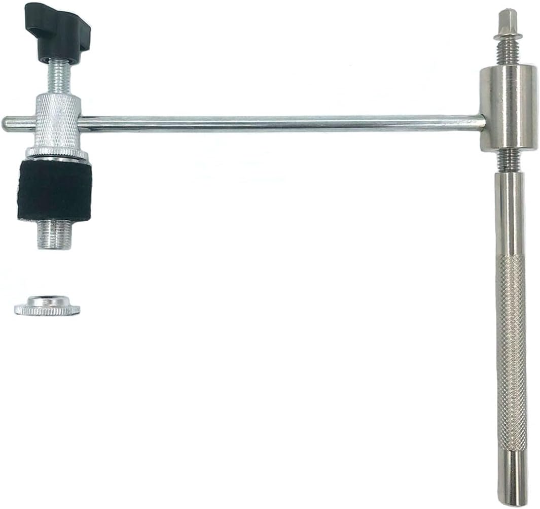 Cymbal Hi-Hat Tambourine Percussion Accessory Mount Arm Mounting L-Rod with Bass Drum Hoop Clamp for Snare Drum Effect