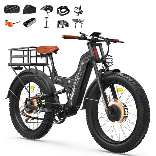 Image of FREESKY Dual Motor 40MPH 120Mile 240NM LG Cells Electric Bike for Adults | 4000W 48V30Ah AWD Mountain Ebike,26 inch Fat Tire,Full Suspension,Hydraulic Brakes,UL2849 by TUV,Off-Road & Commuter & Hunting