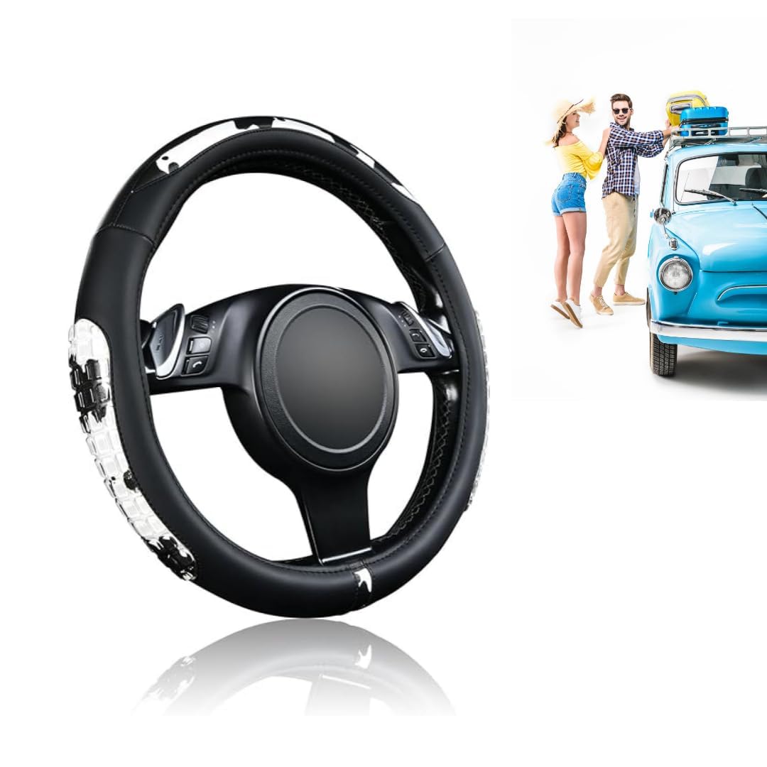 Universal Car Steering Wheel Cover Diameter 37-38 cm, Elastic Steering Wheel Cover, Breathable Microfiber Ice Silk, Warm in Winter and Cool in Rstate, Anti-Slip, Odorless (Black)-image-21