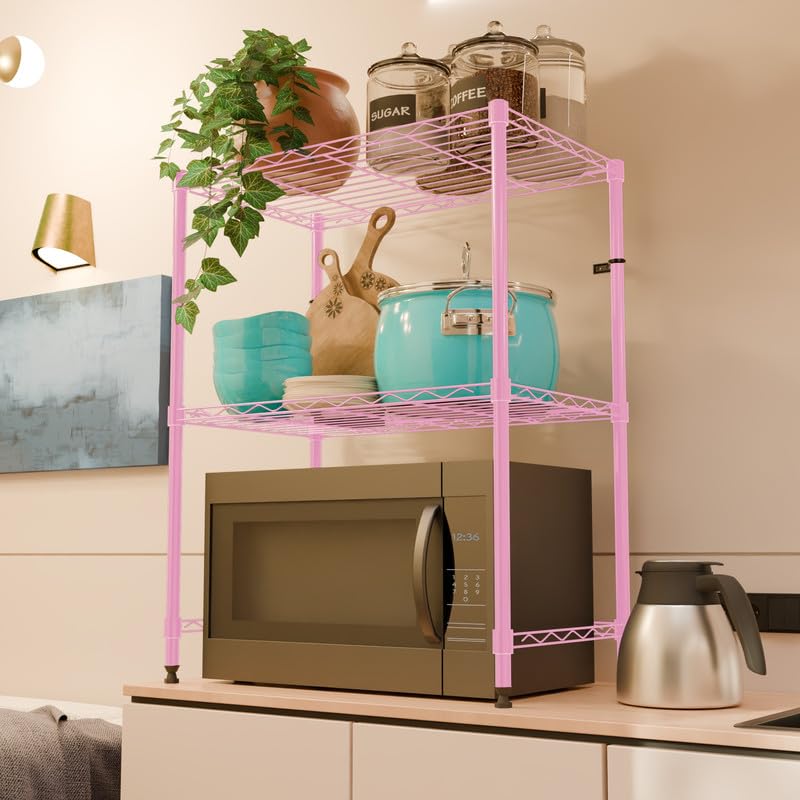 Image of 2-Shelves Microwave Large Heavy Duty Steel Storage Rack | Multipurpose Shelving Unit for Kitchen, Home & Utility A