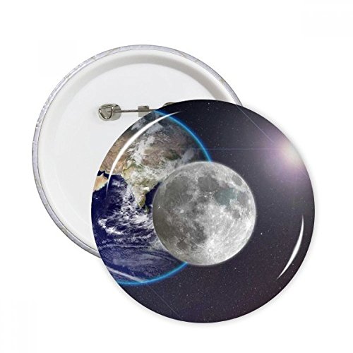 Pins rond bleu terre planète blanche lot de 5 badges de taille L pour vêtements