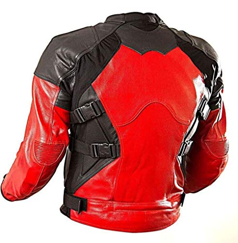 SpazeUp Armored Styles Protective Motorcycle Leather Jackets for Men - Padded Bikers Leather Jacket Men Red Black2