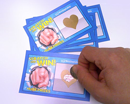 (1-1/4 Heart Shape Gold - 500) Scratch Off Labels Stickers, Designed To Create Your Own Scratch-Off Cards, Raffles, Promotions, Wedding, Fun, Games Etc. #TOP2