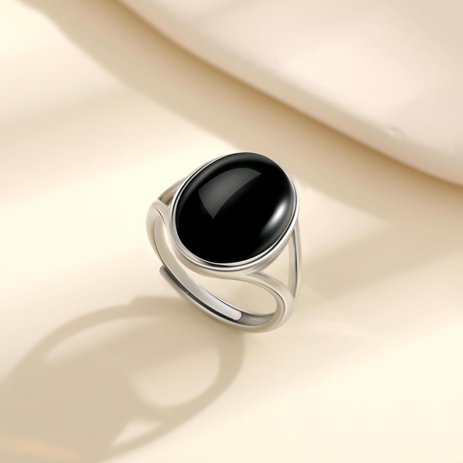 Adjustable Black Onyx Statement Ring, Oval and Marquise Solitaire in 925 Sterling Silver,An Artisan Statement Piece for Her - Image 7