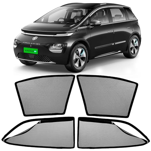 Image of AutoStory Magnetic Car Sunshade for Windsor | Front Half Cut for Mirror Visibility + Rear Full Coverage with Zipper | Heavy Heat & UV Protection | Privacy Side Window Curtains Shades