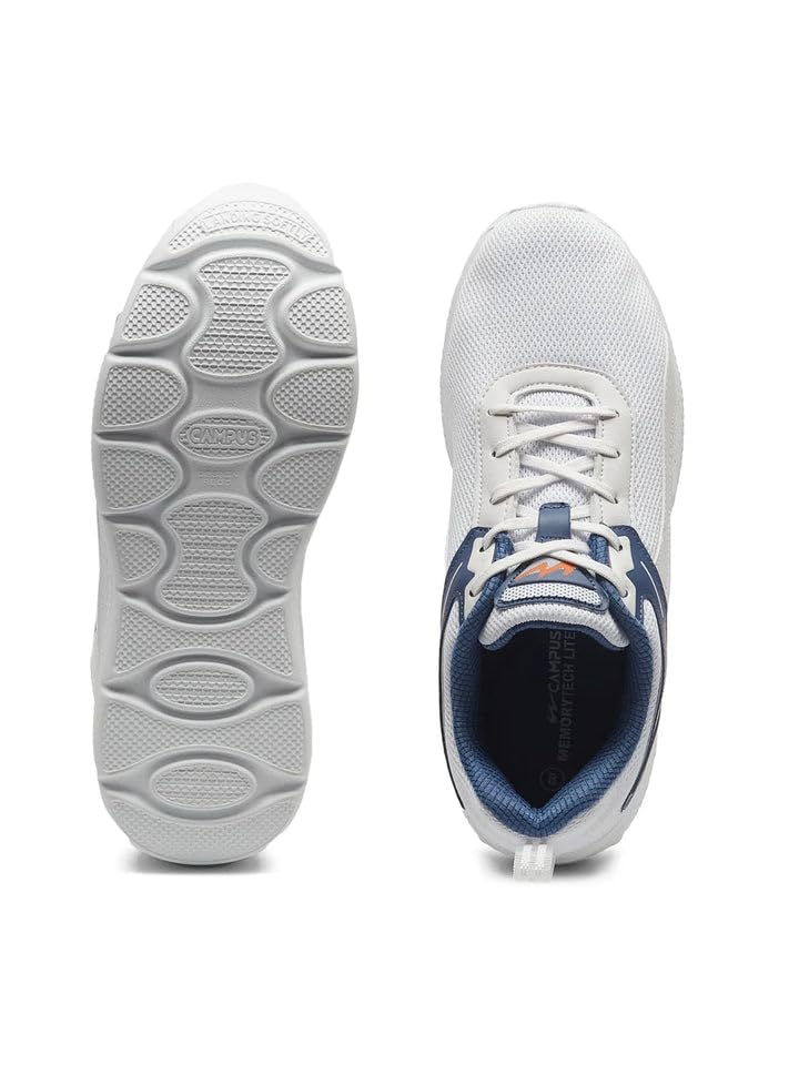 Image of Campus Port Men's Running Shoes | Breathable Mesh | Memory Foam Insole | Lightweight & Durable EVA Sole | Black & Dark Grey Sports Sneakers