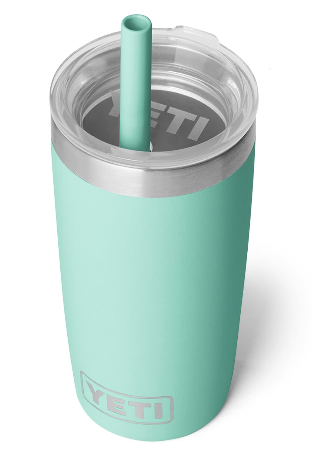 YETI Rambler 10 oz (295 ml) Jr Kids Tumbler, Vacuum Insulated Stainless Steel Tumbler with Silicone Straw Lid, Seafoam