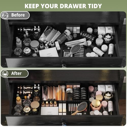 Image of LIKIMIO Small Vanity Desk with Mirror Lights and Storage Stool, Black