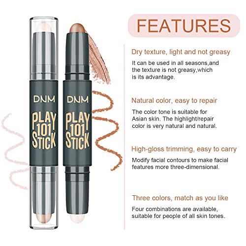 10 Colors Highlight And Contour Stick,Dual-Ended Full Coverage Wonder Stick,Color Corrector Concealer Stick,Contouring Highlighting Foundation,Highlighter Cream Pen Makeup De Maquillaje Para Mujer #TOP2
