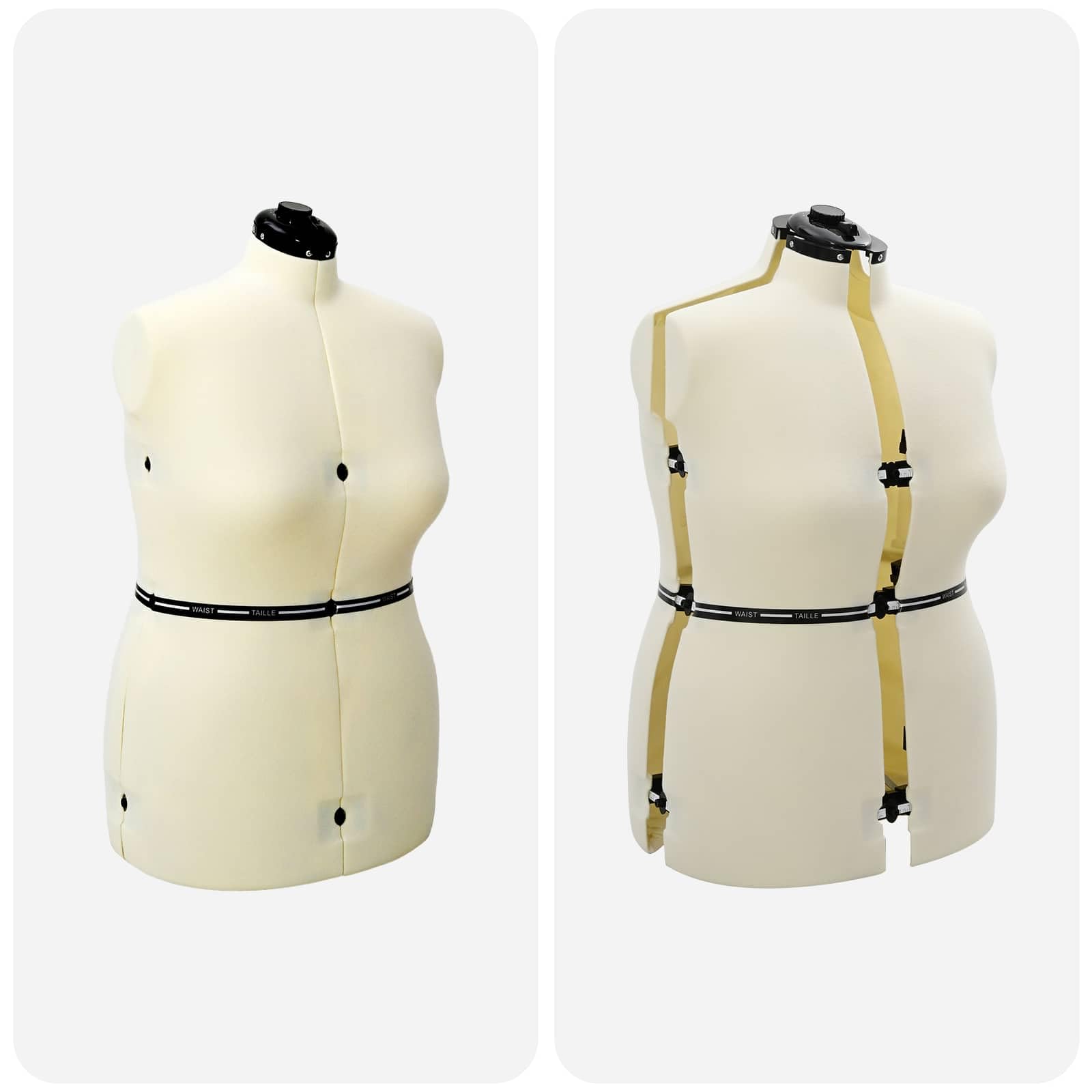 Manichino da donna regolabile, busto sartoriale con rivestimento in velluto, manichino regolabile in altezza per sartoria, decorazione e design alla moda, crema