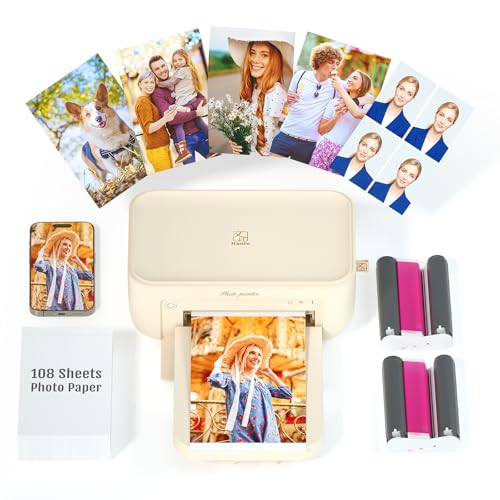 Image of iDPRT 4x6 Photo Printer, Portable Color Picture Printer, Thermal Sublimation Mini Picture Printer, Bundle 108 Sheets Photo Paper & 2 Ribbon Cassette, Photo Printer for iPhone & Android