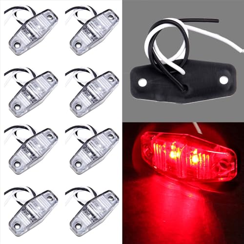 ECCPP 2 LED Truck Trailer Light Side Fender Marker Lights Clear Len Red Lights Color