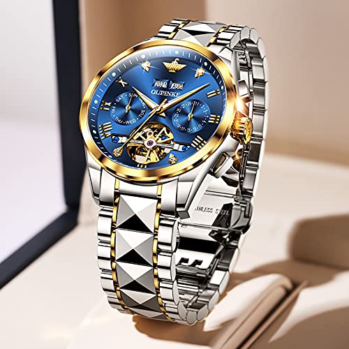Image of OLEVS Watch Men Mechanical Luxury Classic Fashion Dress Men's Watches Waterproof Stainless Steel Self Winding Watches for Men Large Face Diamond Date No Battery Mens Watch Relojes para Hombres