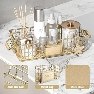 Bathroomorganizerbasketbathroomorganizersandstorage2packbathroomcounterorganizerwithhandlewireshelfbasketbathroomcountertoptrayfororganizingfarmhousedecorgolden  Urban Country Home Decor Bathroom organizer basket bathroom organizers and storage 2 pack bathroom counter organizer with handle wire shelf basket bathroom countertop tray for organizing farmhouse decor golden  urban country home decor