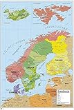  Close Up Karte von Skandinavien Poster Map of Scandinavia (61cm x 91,5cm)