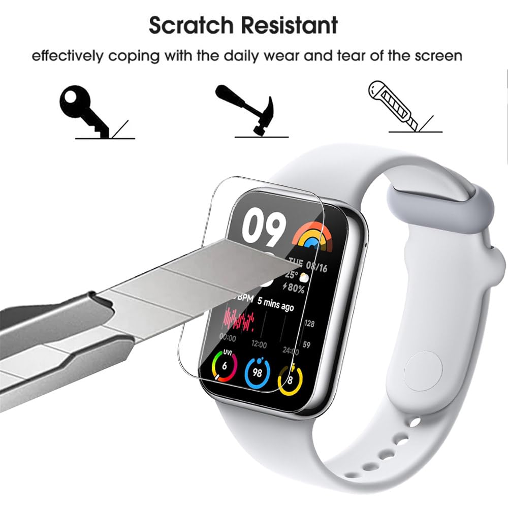 Dlxiks 4 Pezzi Pellicola Protettiva per Xiaomi Smart Band 8,Installazione Facile,9H Durezza,Pellicola Prottetiva Anti Graffio,HD Trasparente,3D Flessibile Protezione Schermo per Xiaomi Smart Band 8