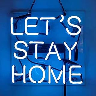 Let's Stay Home Neon Light Sign Handmade Real Glass Neon Tube Neon Signs for Bedroom Home Bar Pub Party Wall Window Display Home Recreation Room Garage Decoration 10x10