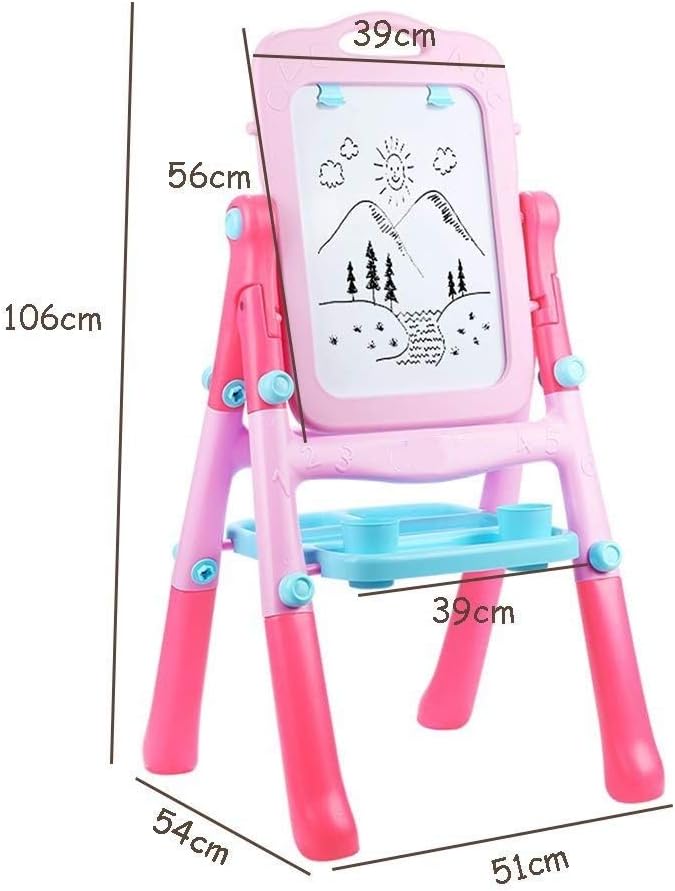 Adjustable Standing Art Easel Chalkboard and Magnetic Dry Erase Board Drawing Set Supplies Accessories Learning Play for Toddlers 20.1 * 21.3 * 41.7inch