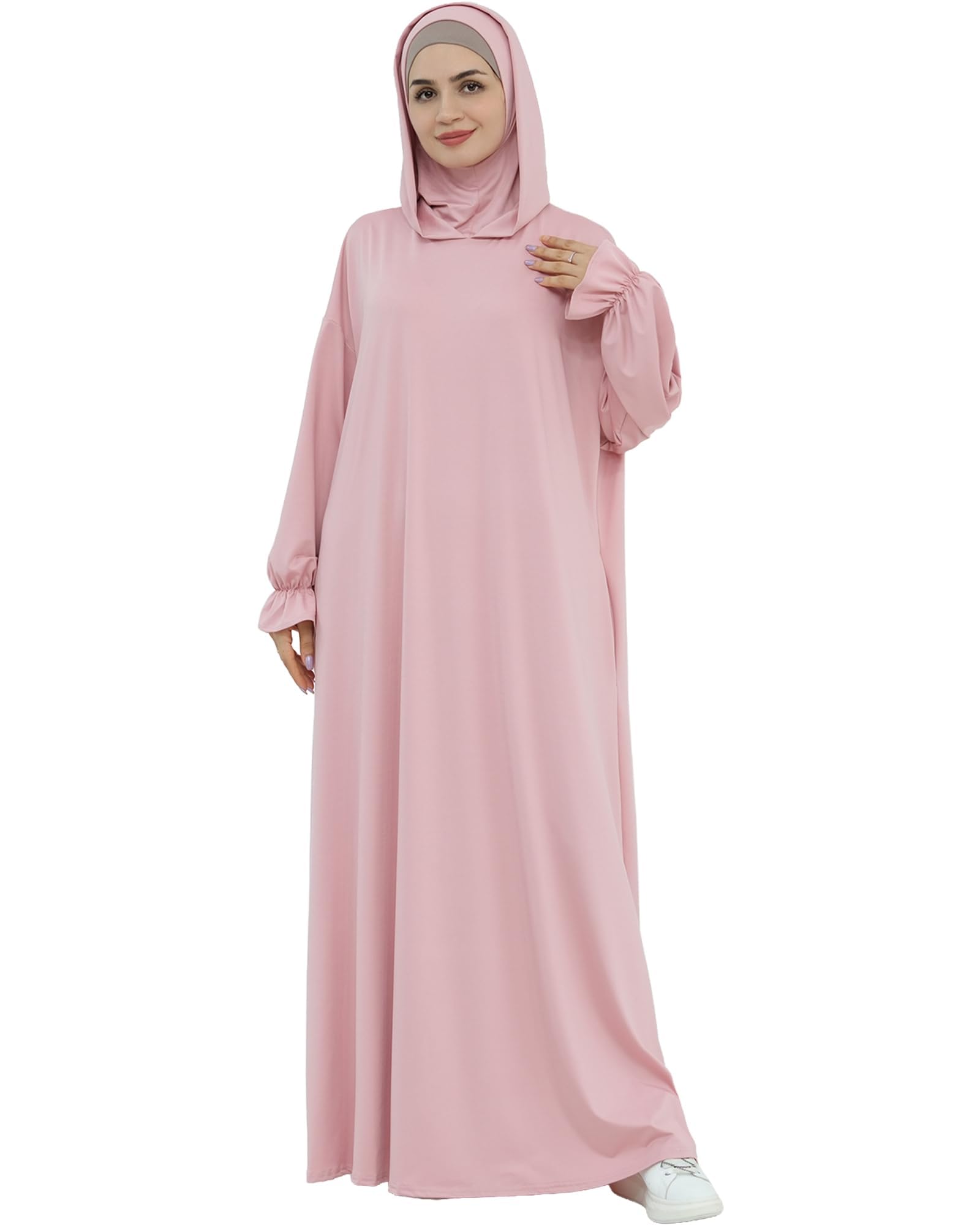 Festliche Gebetsabaya mit Kapuze und Seitentaschen Praktische Frauen-Robe für muslimische Festtagszeremonien