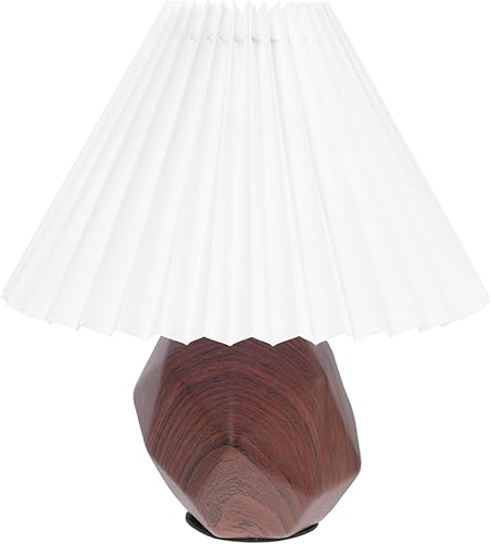 Angoily Lámpara de mesa plisada de cerámica, lámpara de noche, lámpara de noche para sala de estar, lámpara de noche de granja, mesita de noche de