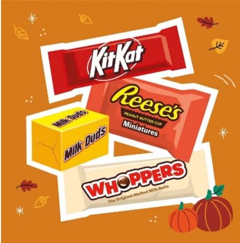 Hersheey55 pack Assorted Chocolate Flavored Candy, Father's Day Candy Party Pack Variety Package - 55 Count Milk Bars Individually Wrapped Party Chocolate Assortment Includes ReesesCups, Milk Duds, KitKatBars &Whoppers