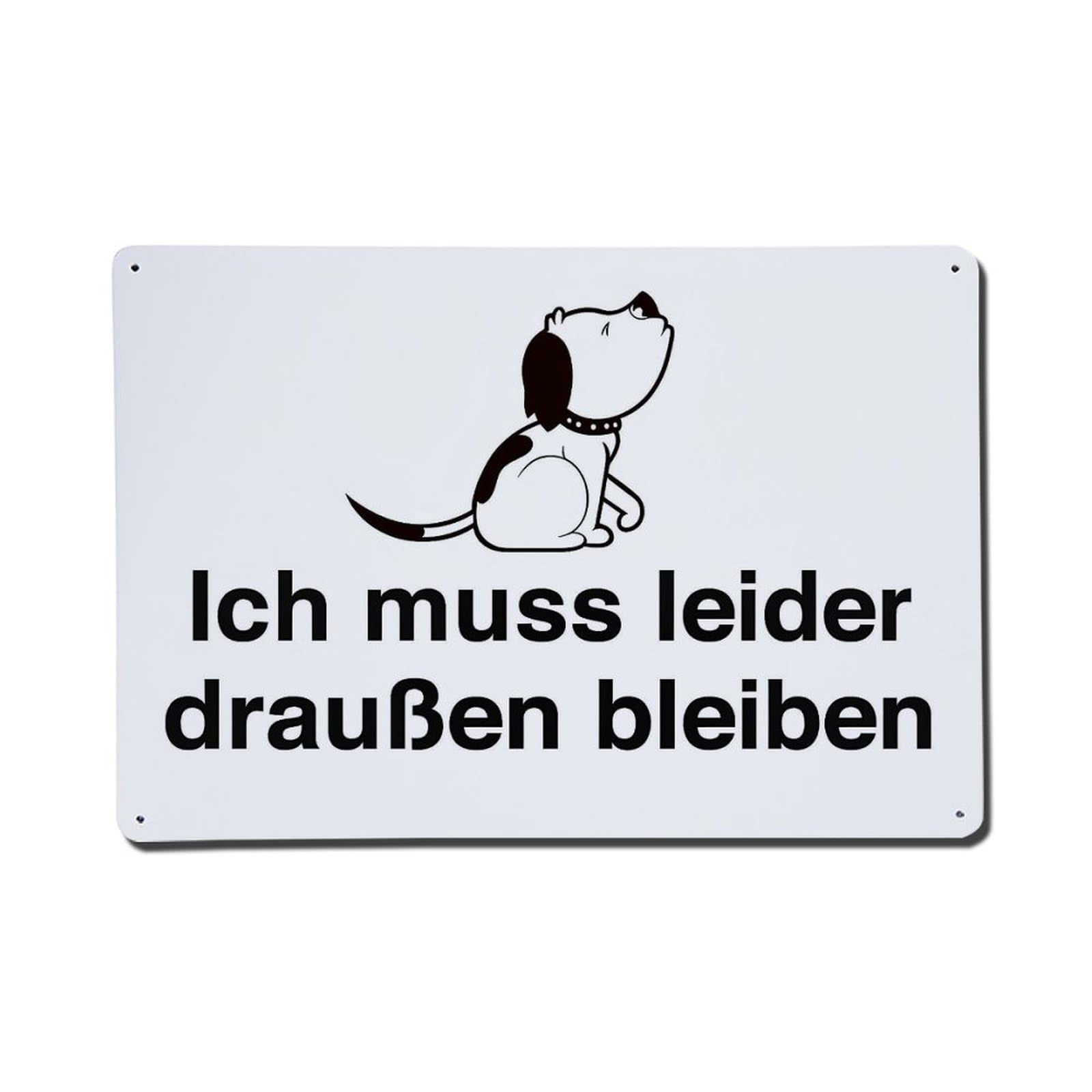 Dog Sitting Outside Sign Text Metal Tin Sign Plaque