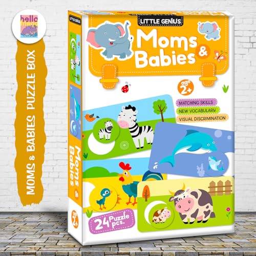 Image of Mom and Baby (24 Pcs) Puzzle Game Box Set for Kids - Early Learning Activity with Matching Skills, Colorful Fun Illustrations for Kids, Toddlers - Ages 2+ Years