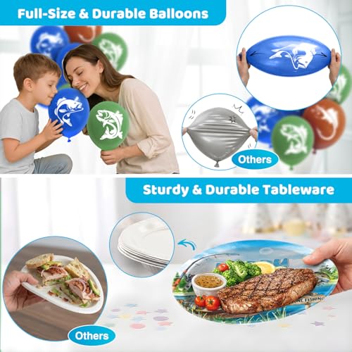 Image of Julyshy Fishing Birthday Party Decorations, Ofishally One Serve 24 Guests | All-in-One Sets, Clear & Bright Design, Safety Material, Perfect for Fishing Fans, Easy Party Setup for Busy Families