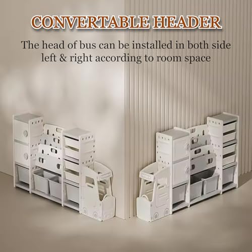 Image of Large Kids Toy Organizer and Storage Racks Kids Book Shelf for Home Baby Book Shelf and Toys Organizer and Storage Bins Children Toys Rack Montessori Storage Racks(Beige)