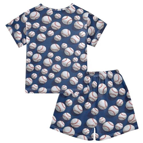 ALAZA Funny 3D Baseball Pajamas Short Sleeve 2 Piece Sleepwear Top and Bottom Pajama Set Unisex2