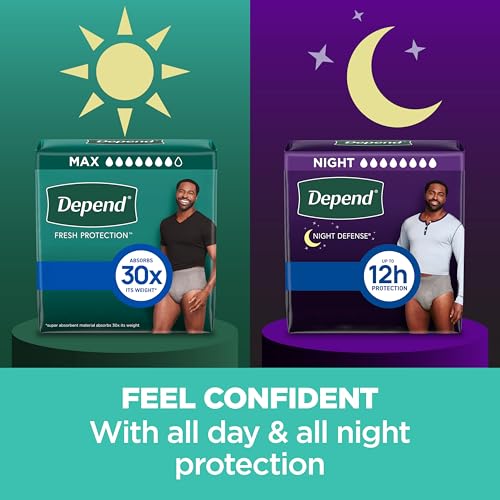 depend fresh protection adult diapers incontinence underwear for men disposable maximum large grey 72 count 2 packs of 36 packaging may vary