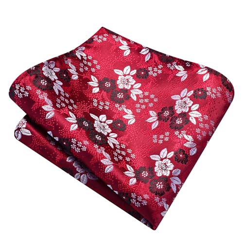 Image of GUSLESON 3.15 inch(8cm) Mens Floral Tie and Lapel Pin Necktie Hankerchief Cufflinks Set for Men
