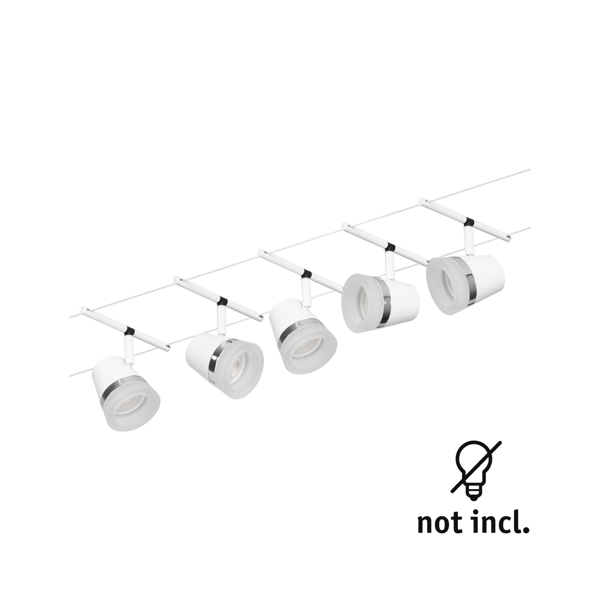 Paulmann 94461 CorDuo Set de base Système de Câbles Cone DC 5 x 10 watt max, Éclairage Extensible Blanc Mat Câble Matière Plastique GU5,3 Système de Câbles sans Ampoules