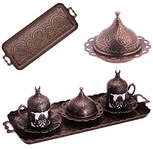 Alisveristime Juego de 2 tazas de café con plato y tapa (cobre) Cover